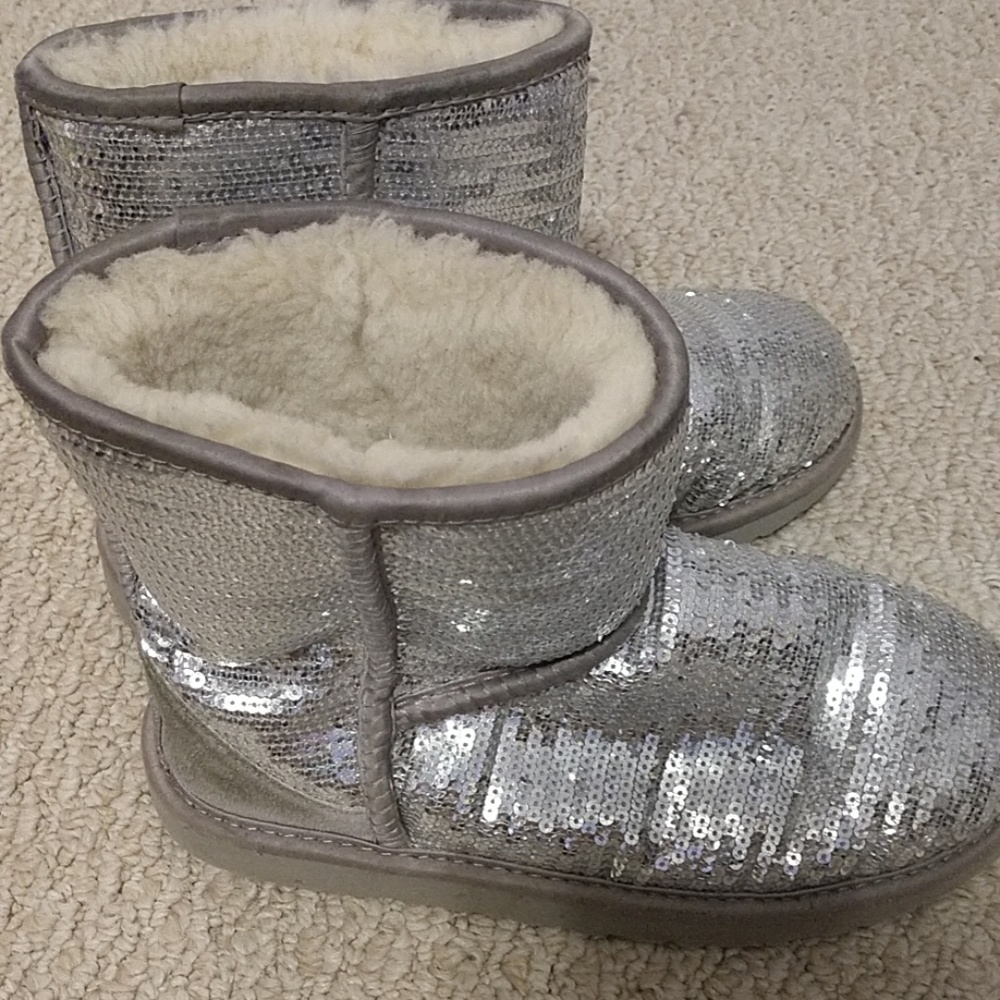 Silver sequin ugg boots.